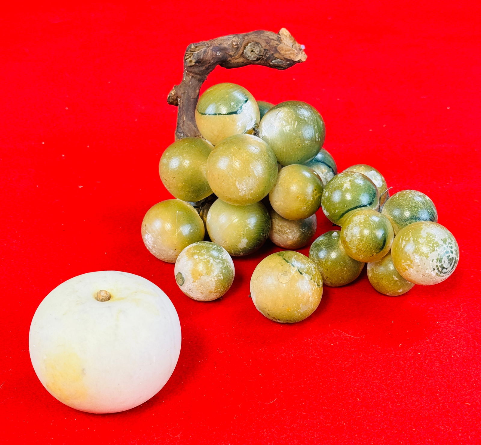 Lot of Antique Stone Fruit Grape Cluster & Apple (1 of 2)
