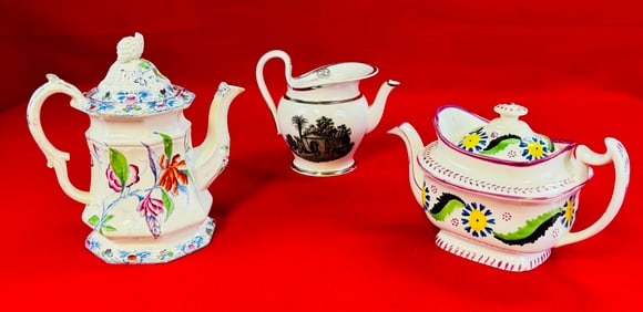 Lot Antique Ceramic Teapots
