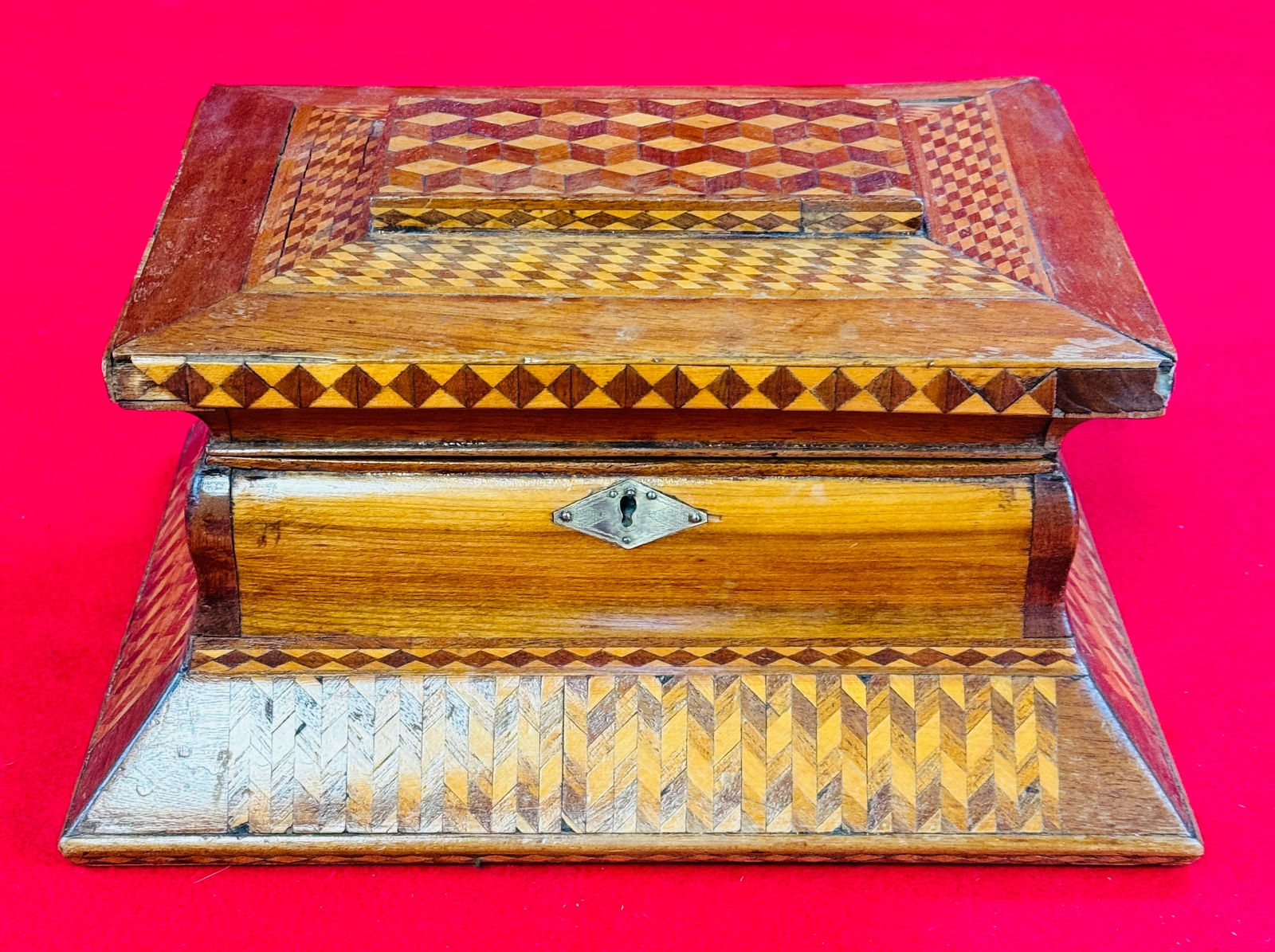 Antique Victorian Dresser Box W Marquetry Inlay (1 of 6)