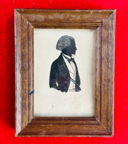 Antique Pen & Ink Silhouette Miniature Portrait