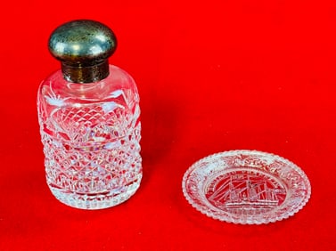 Glass Items Dresser Bottle & Franklin Cup Plate