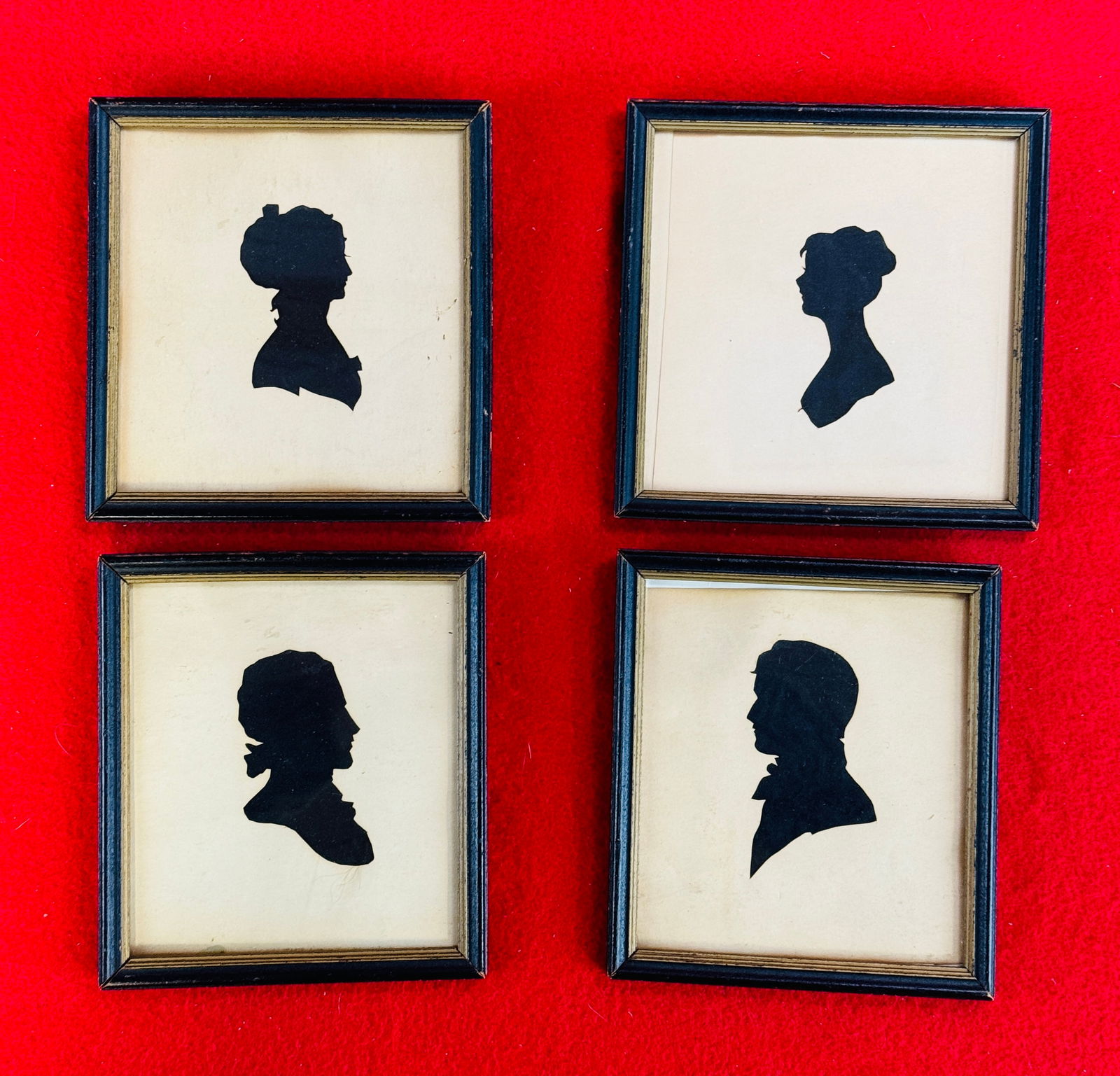 Lot Vintage Framed Black Silk Silhouettes (1 of 2)