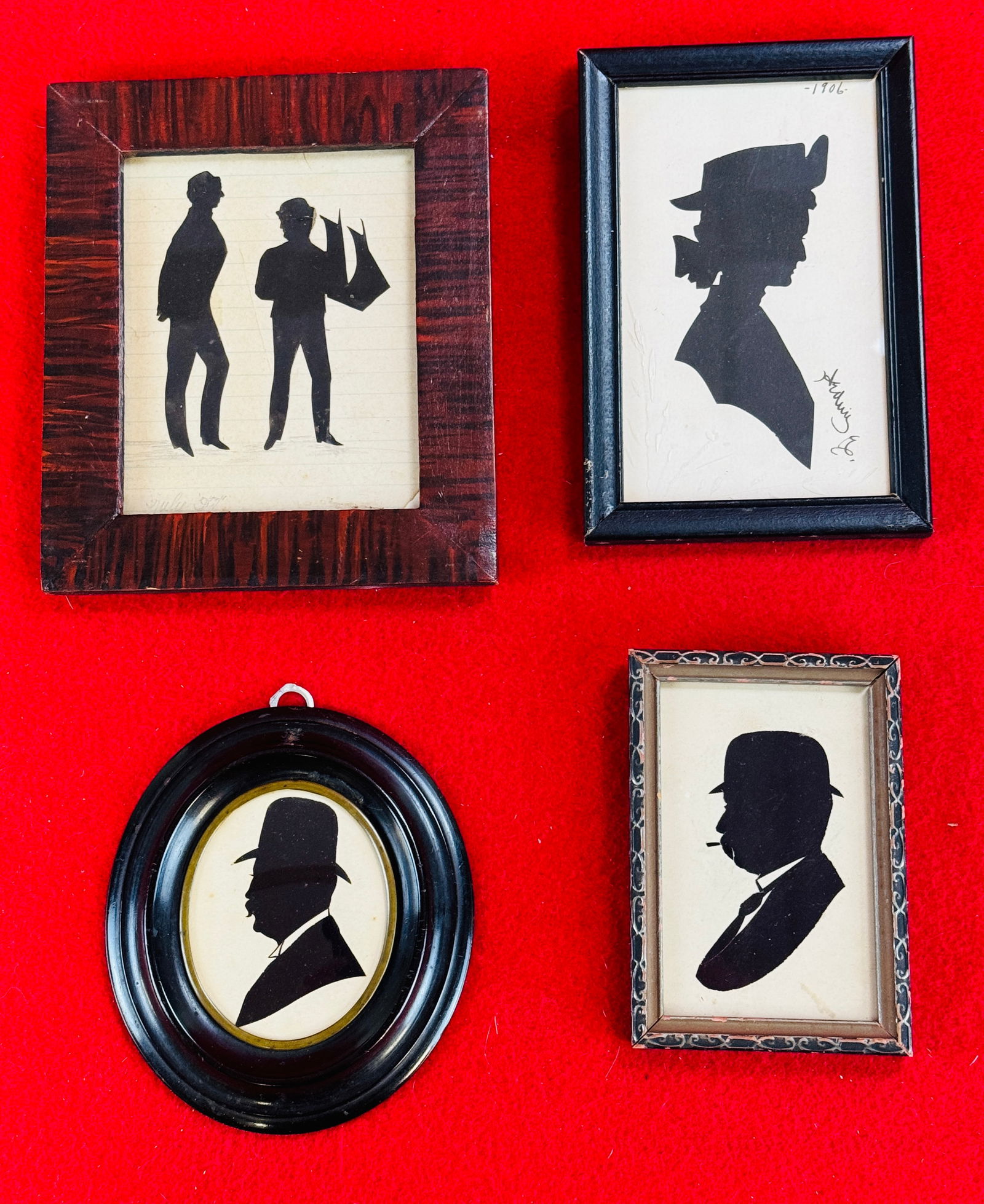 4 Antique / Vintage Framed Cut paper Silhouettes (1 of 2)