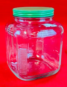 Vintage Kitchen Storage Jar With Green Tin Lid