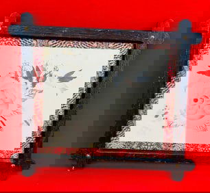 1860's Stenciled  Theorem In Grain Painted Frame