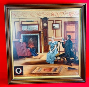 Rare Antique Oil Painting Man Making Silhouette