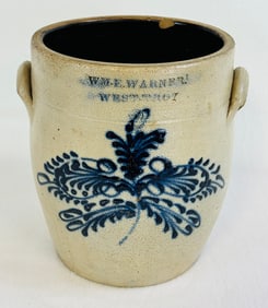 Wm E. Warner West Troy Ovoid  Crock with Floral