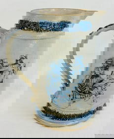 Whites Pottery Utica NY B&W Stoneware Pitcher