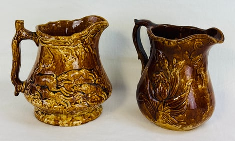 Lot 2 American Rockingham Glazed Pitchers