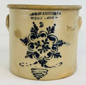 William E. Warner West Troy Crock Decorated