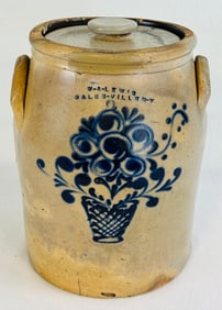 Scarce William A. Lewis Galesville Jar Decorated