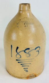 West Troy Pottery Straight Sided Jug Dated 1883