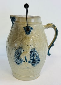 Whites Pottery Utica NY B&W Stoneware Pitcher