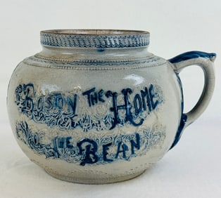 Whites Pottery Utica NY B&W Stoneware Bean Pot