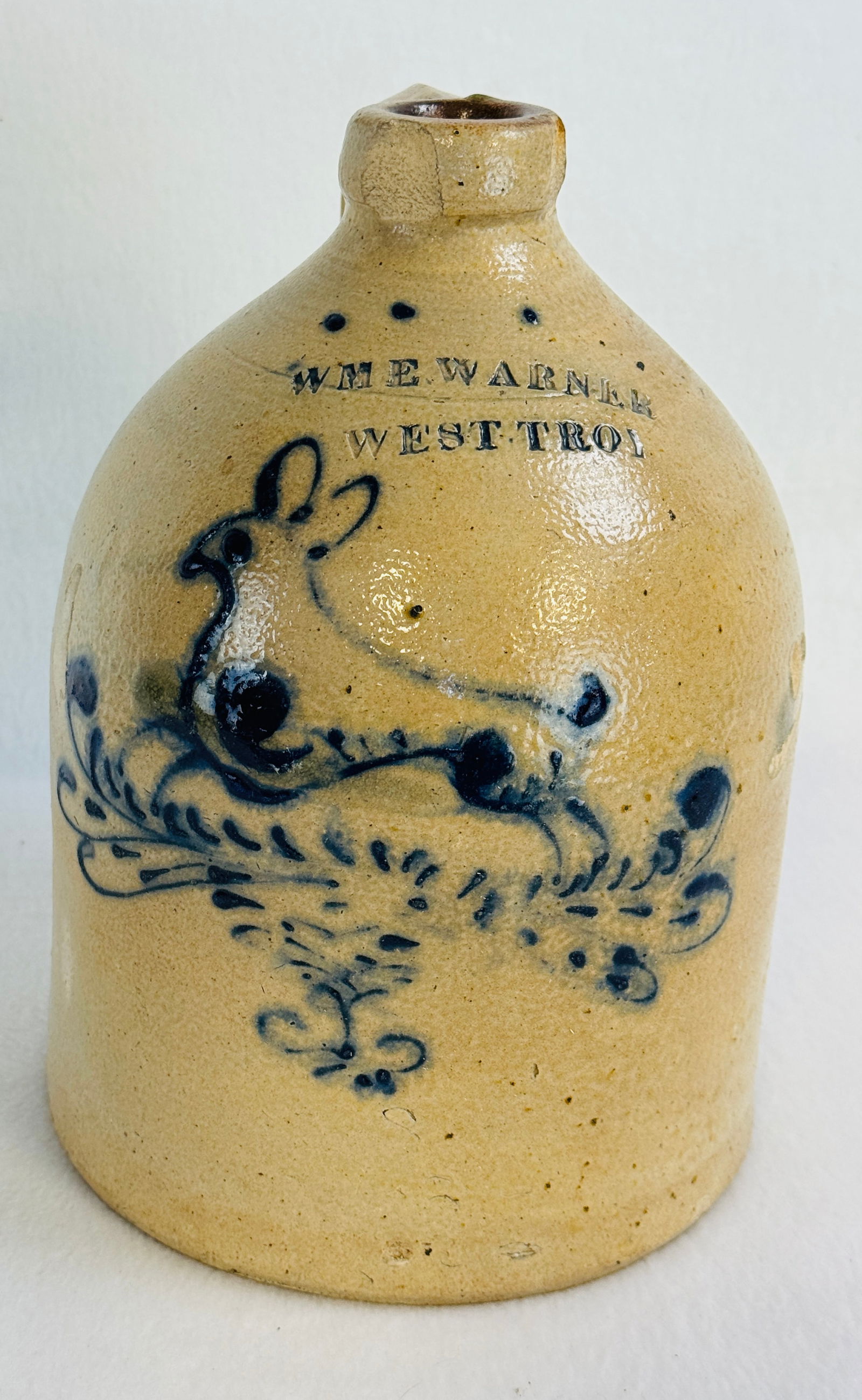 Rare Wm E Warner Running Rabbit Decorated Jug (1 of 9)