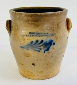 John Brickner Albany Ovoid Crock W Blue Floral