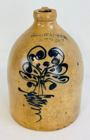 Wm E. Warner West Troy Jug With Blue Floral