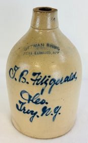 T B Fitzgerald Ales Troy NY Merchant Script Jug