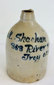 M Sheehan Troy NY Script Merchant Jug