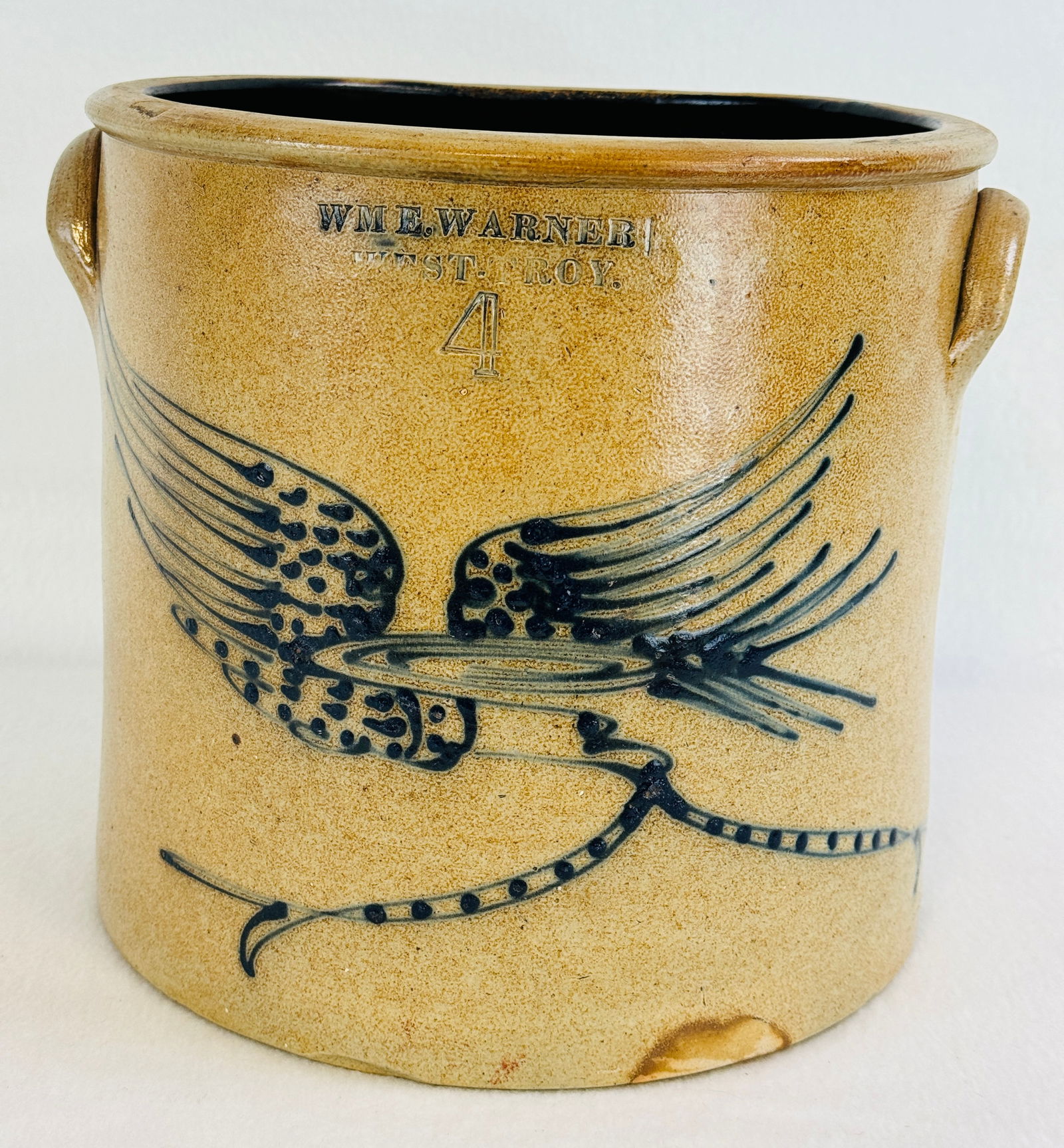 Wm E. Warner West Troy Eagle Decorated Crock (1 of 7)