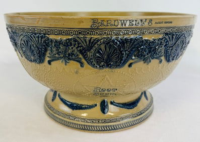 Lg Bardwell's Root Beer Adv Stoneware Punch Bowl