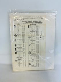 1873 Ottman Brothers & Co Billhead / Price List