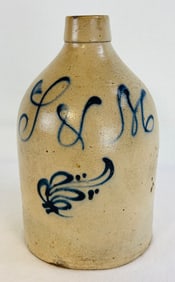 Scarce S & M (Satterlee & Mory) Blue Floral Jug