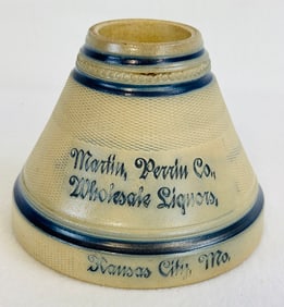 Large Molded Stoneware Advertising Match Holder