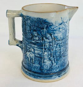 Stoneware Pitcher W Int Cabin & Hunting Scenes