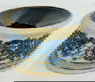 Blue & White Molded Stoneware Spittoon