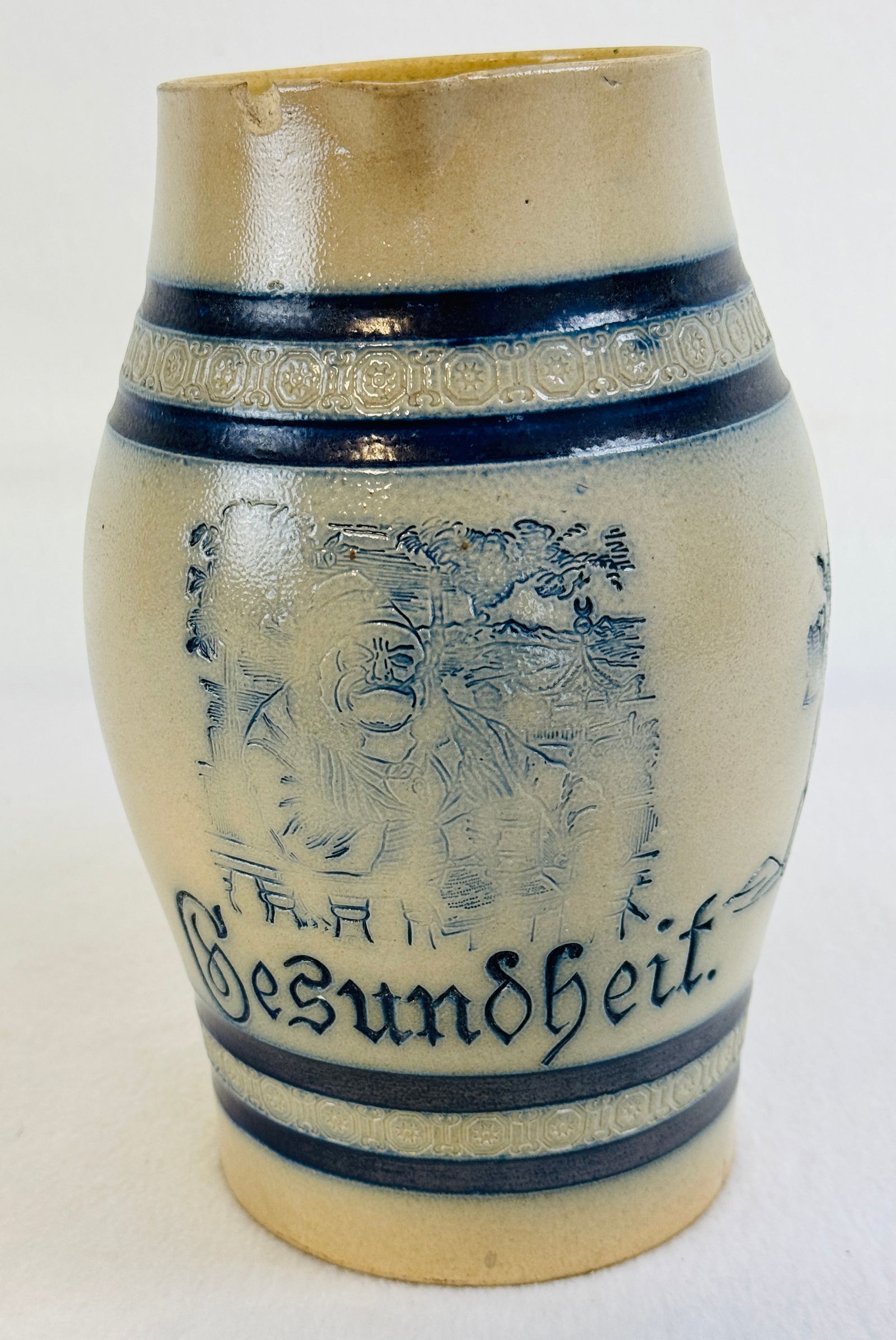 Molded Stoneware Pitcher With Incised Decoration (1 of 7)