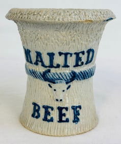Malted Beef Molded Stoneware Advertising Jar