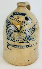 Lg Wm E Warner Eagle Decorated Stoneware Jug