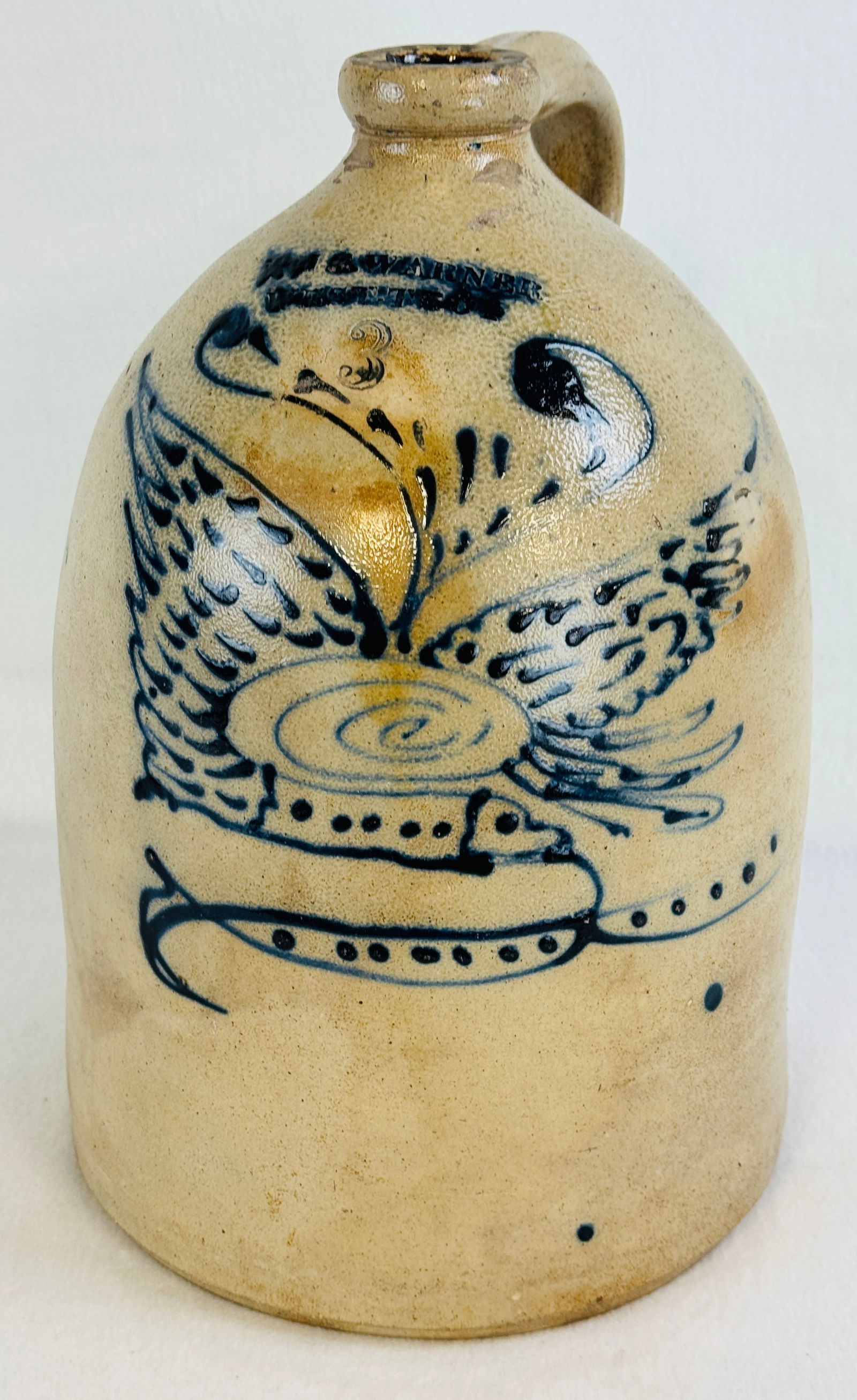 Lg Wm E Warner Eagle Decorated Stoneware Jug (1 of 6)
