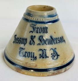 Lg Molded Stoneware Advertising Match Holder