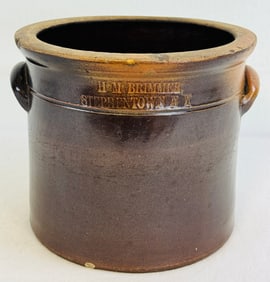 Very Scarce H M Brimmer Stephentown NY Crock