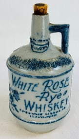 Blue & White Molded Stoneware Advertising Jug
