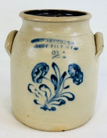W J Seymour Stoneware Jar With Blue Floral