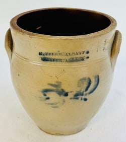 Moses Tyler Albany Ovoid Crock With Blue Floral