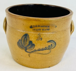 Wm E Warner West Troy Ovoid Crock W Blue Floral