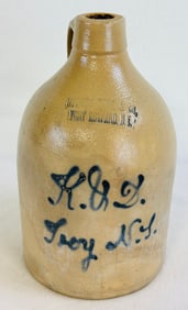 H & D Troy N.Y. Script Merchants Advertising Jug