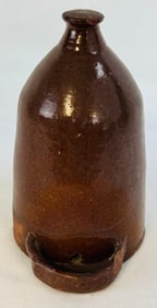 Redware Chicken Waterer With Mineral Slip Glaze