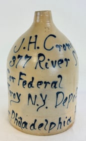 J. H. Cronin Troy NY Script Merchants Advtg Jug