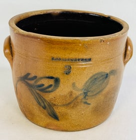 "Lansingburgh" Ovoid Crock With Blue Floral