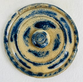 Freehand Blue Decorated Stoneware Lid
