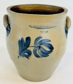 Scarce Calvin Boynton & Co Troy Ovoid Crock