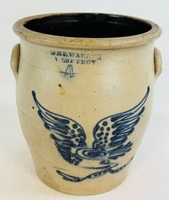 Wm E. Warner West Troy Semi Ovoid Crock