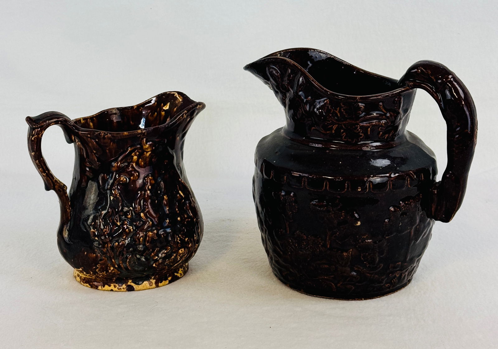 Lot of 2 Rockingham Glazed Pitchers (1 of 8)