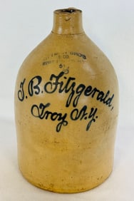 T B Fitzgerald Troy NY Merchants Advertg Jug