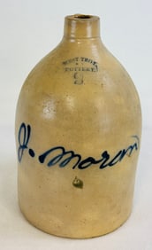 J Moran Script Merchants Advertising Jug